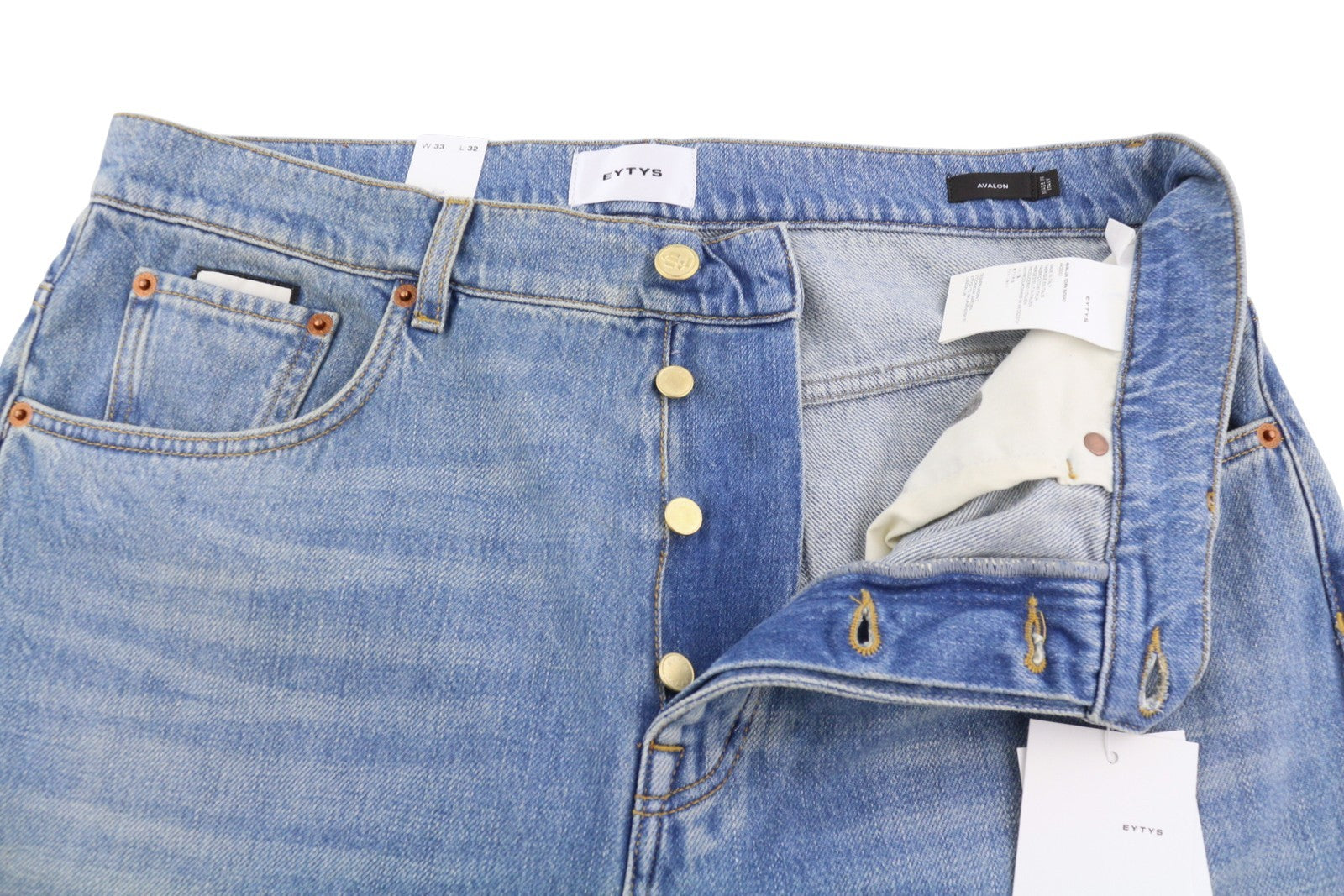 EYTYS Avalon Torn Indigo Cropped Bootcut Women Jeans W33/L32 Men Fit RRP370