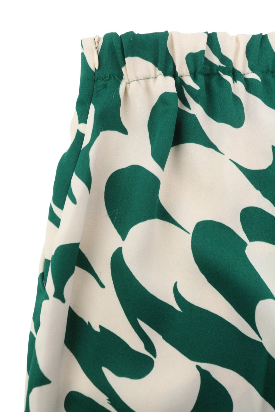MAX MARA Women Trousers EU34 Green Print Zip Fly Tapered Elastic Waist