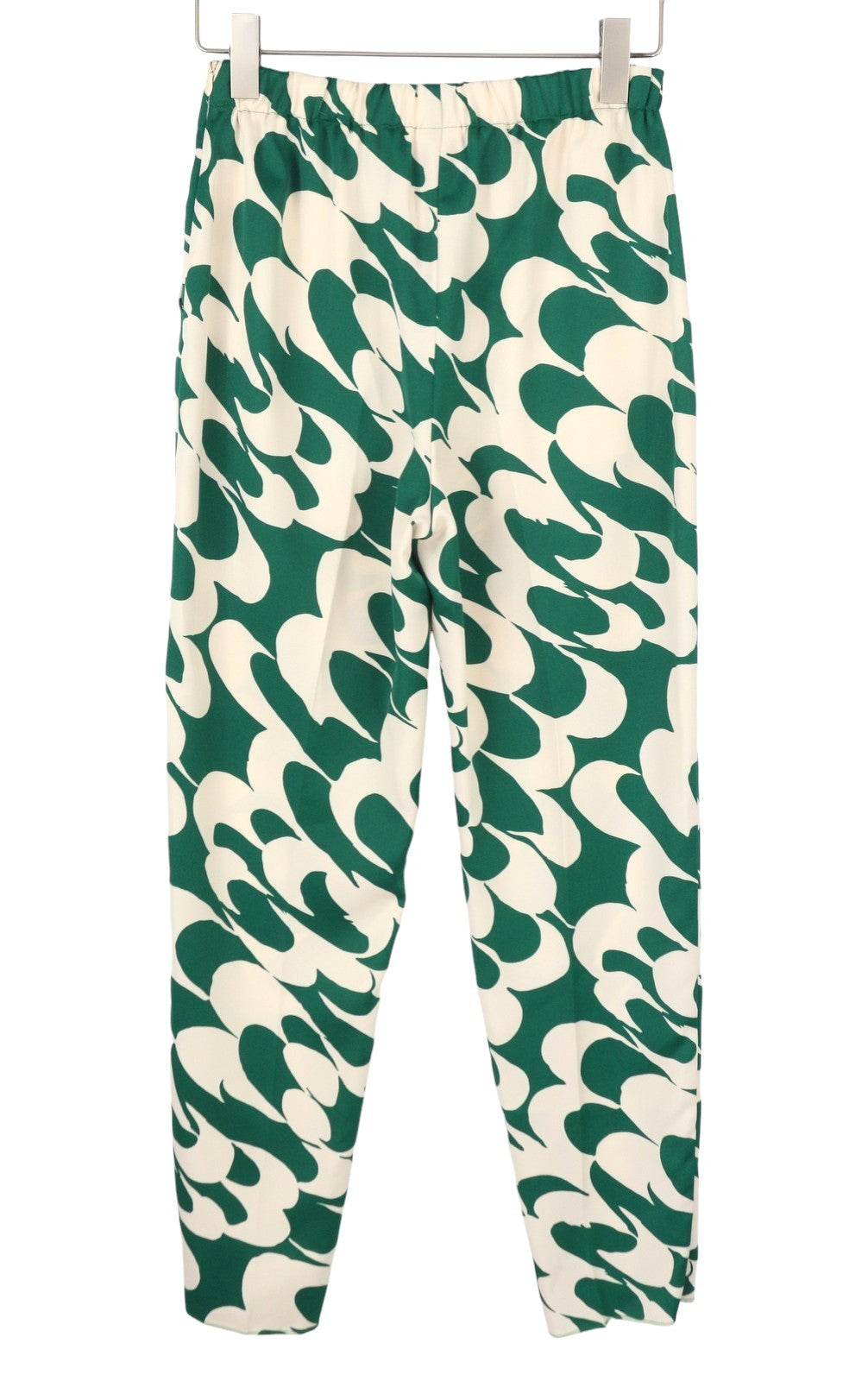 MAX MARA Women Trousers EU34 Green Print Zip Fly Tapered Elastic Waist