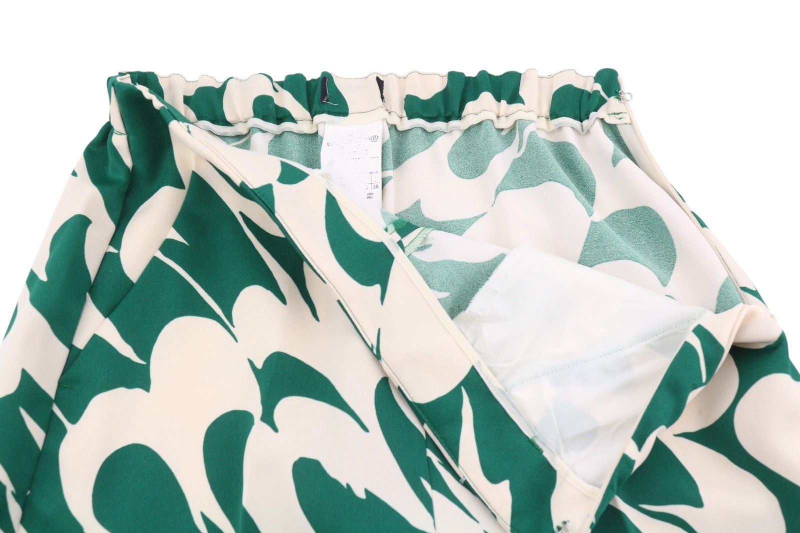 MAX MARA Women Trousers EU34 Green Print Zip Fly Tapered Elastic Waist