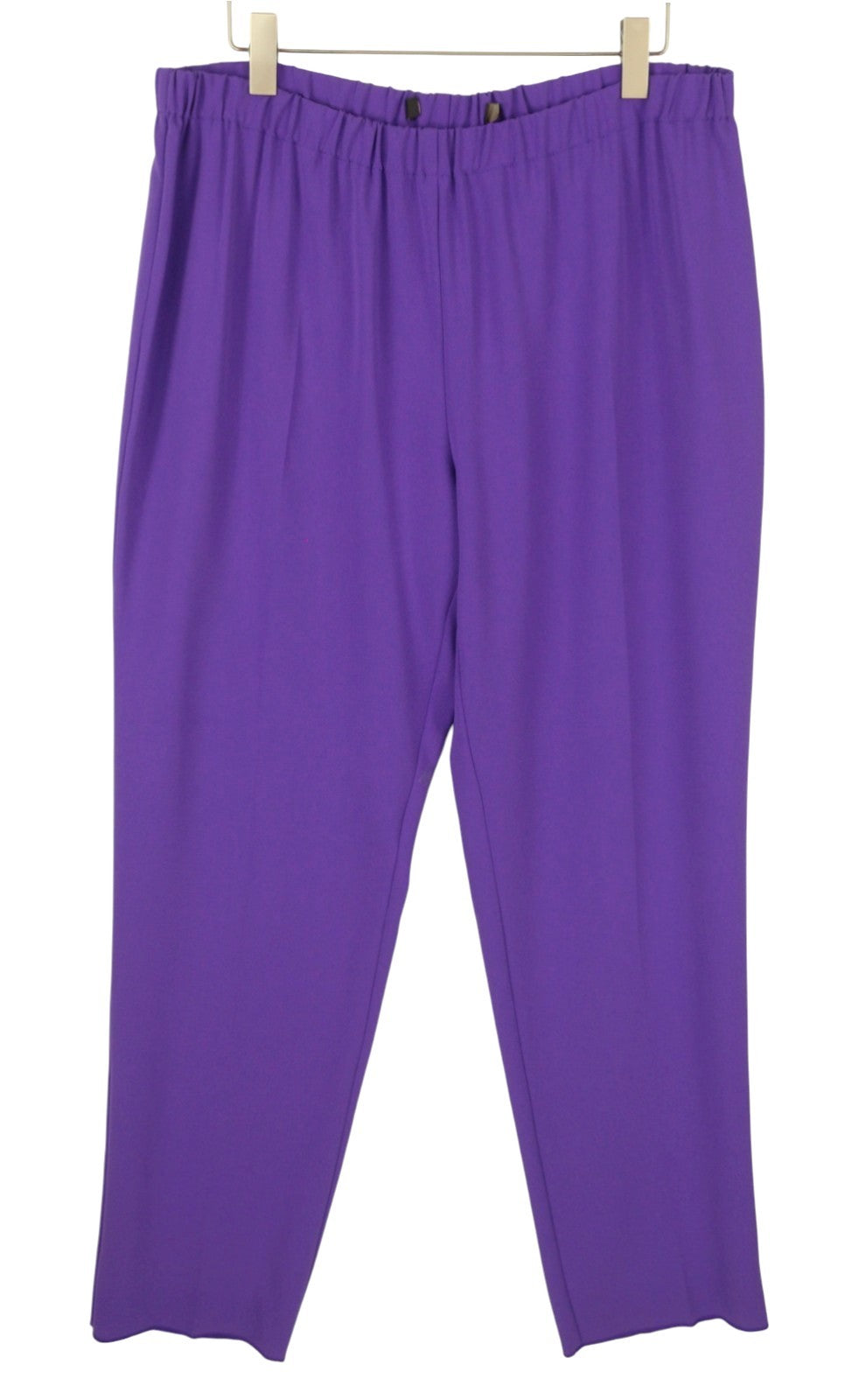 MARINA RINALDI Women Trousers EU52 Purple Stretch Waist Regular Leg