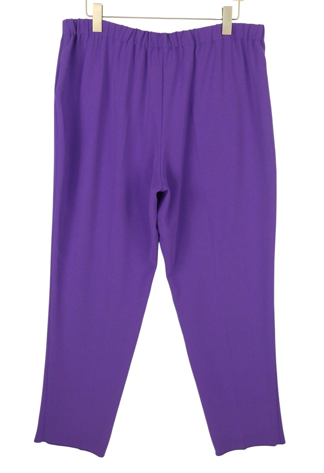 MARINA RINALDI Women Trousers EU52 Purple Stretch Waist Regular Leg