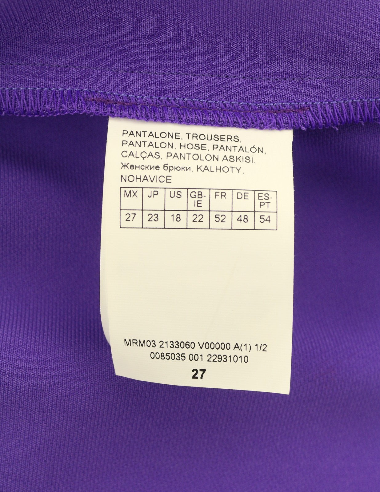 MARINA RINALDI Women Trousers EU52 Purple Stretch Waist Regular Leg