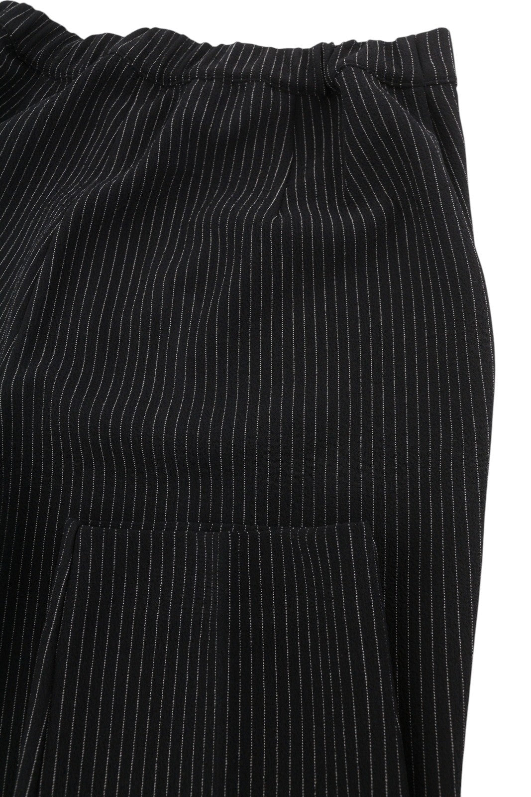 MARINA RINALDI Women Trousers L Black Stripe Elastic Waist Slim Fit