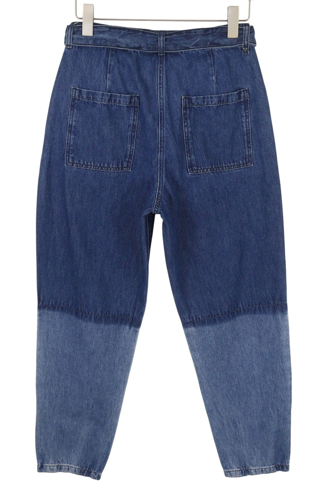 MAX&CO. Women Jeans W29 Blue Faded Pleated Belted Loose Straight High Waist