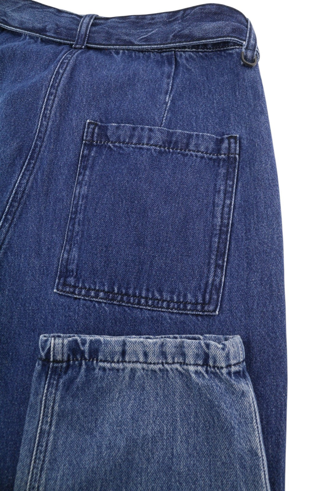 MAX&CO. Women Jeans W29 Blue Faded Pleated Belted Loose Straight High Waist