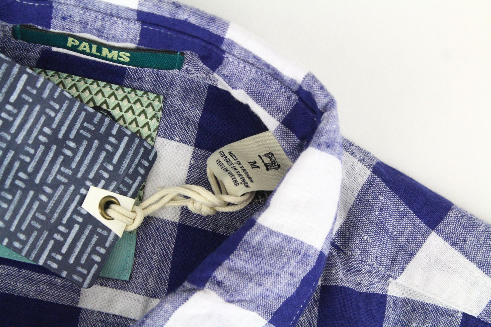 SCOTCH & SODA Men Shirt M Blue White Combo Gingham Checked Linen Cotton Blend