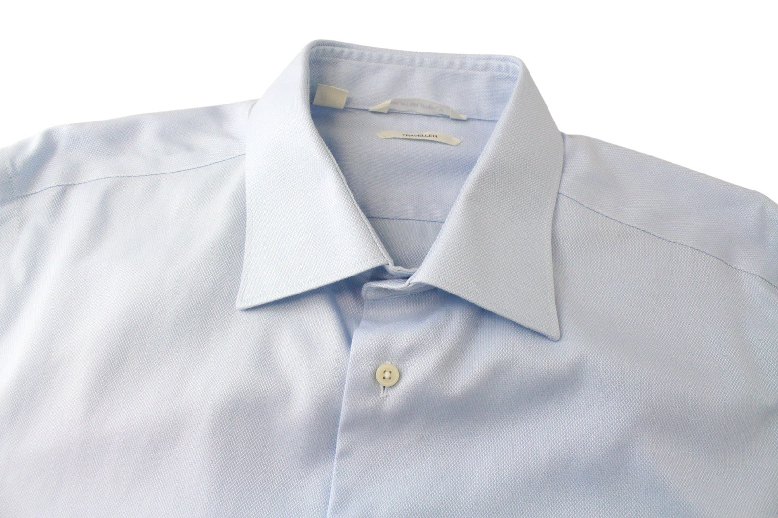 SUITSUPPLY Traveller Men Shirt 43/17 Slim Blue Pure Cotton Button-Up Formal