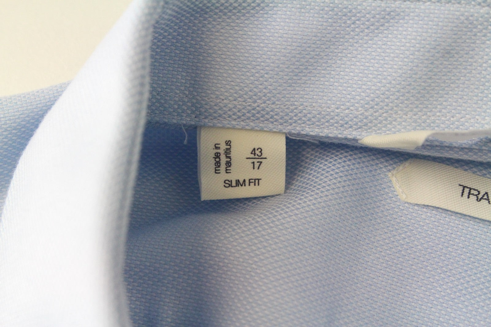 SUITSUPPLY Traveller Men Shirt 43/17 Slim Blue Pure Cotton Button-Up Formal
