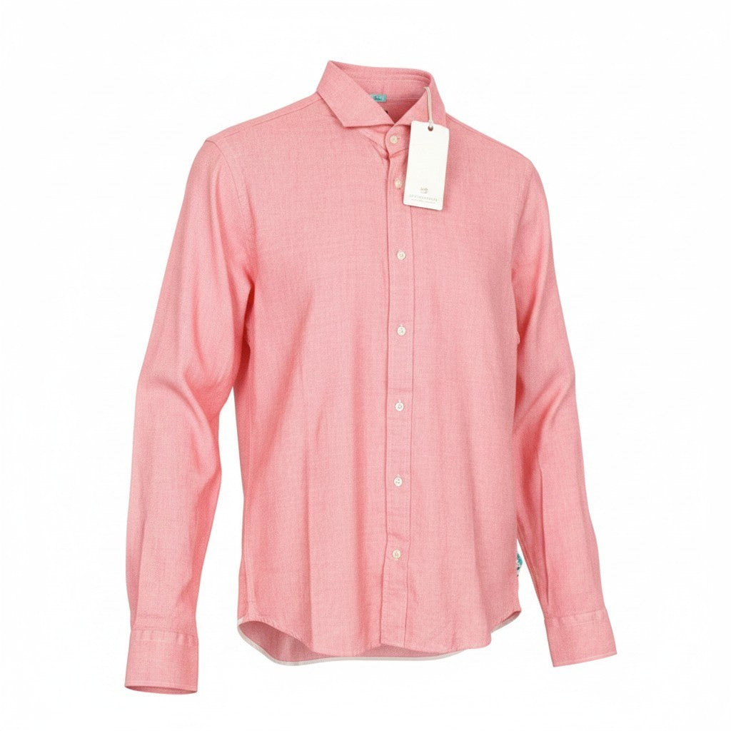 SCOTCH & SODA Ams Couture Men Shirt S Salmon Pink Pure Cotton Long Sleeved