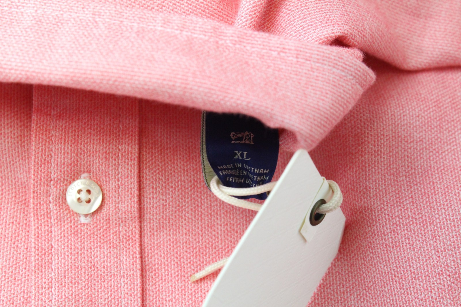 SCOTCH & SODA Ams Couture Men Shirt XL Salmon Pink Pure Cotton Button-Up