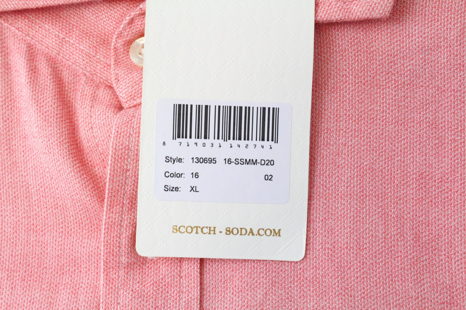 SCOTCH & SODA Ams Couture Men Shirt XL Salmon Pink Pure Cotton Button-Up