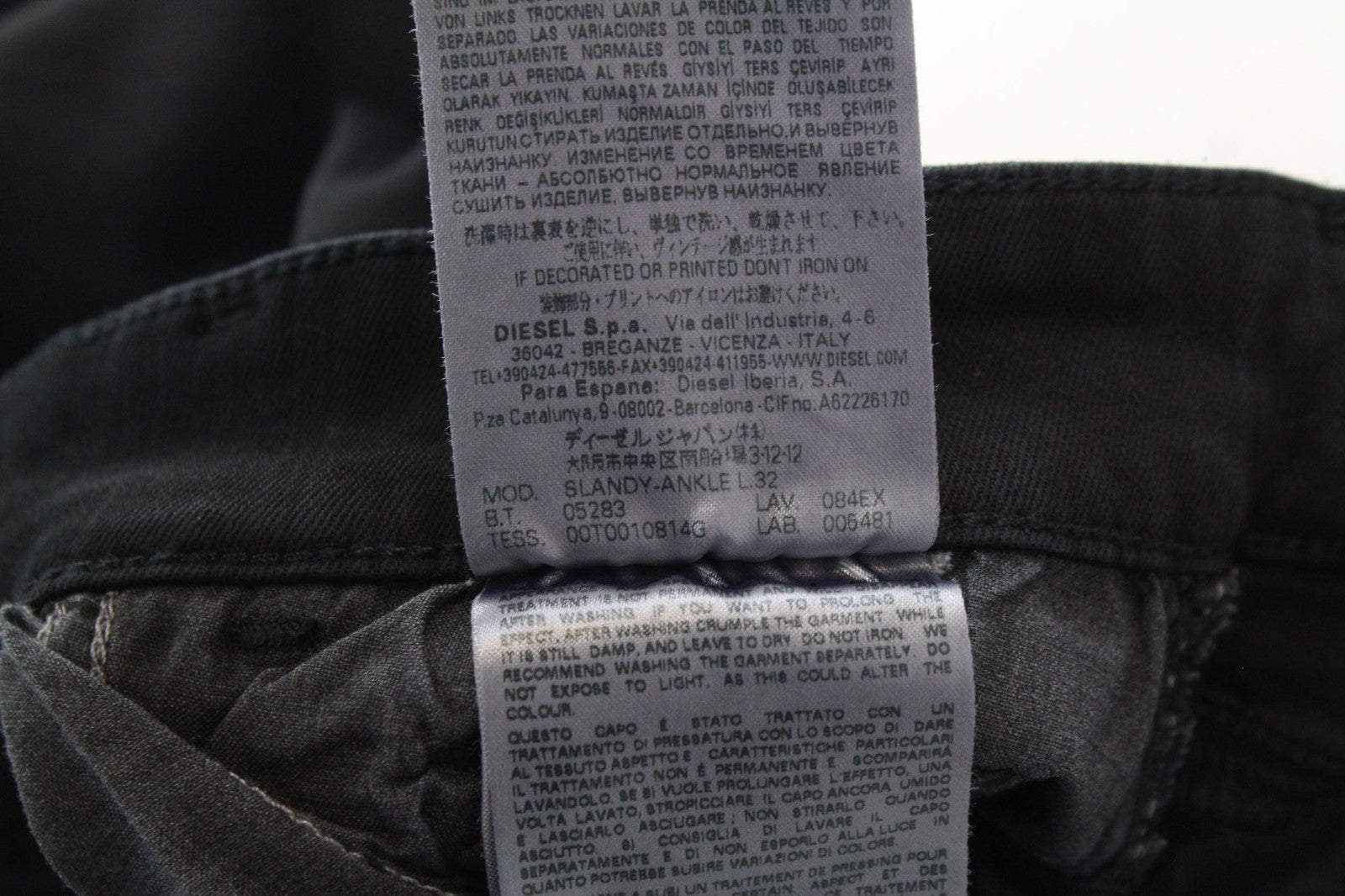 DIESEL Slandy-Ankle 084EX Women Jeans W27/L32 Super Slim Skinny Black Stretch