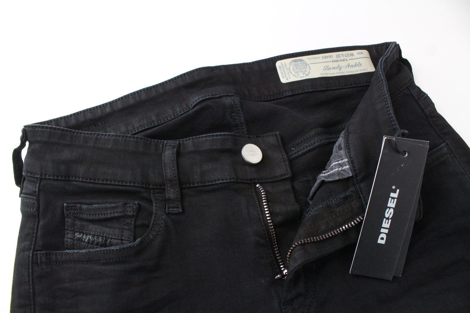 DIESEL Slandy-Ankle 084EX Women Jeans W27/L32 Super Slim Skinny Black Stretch