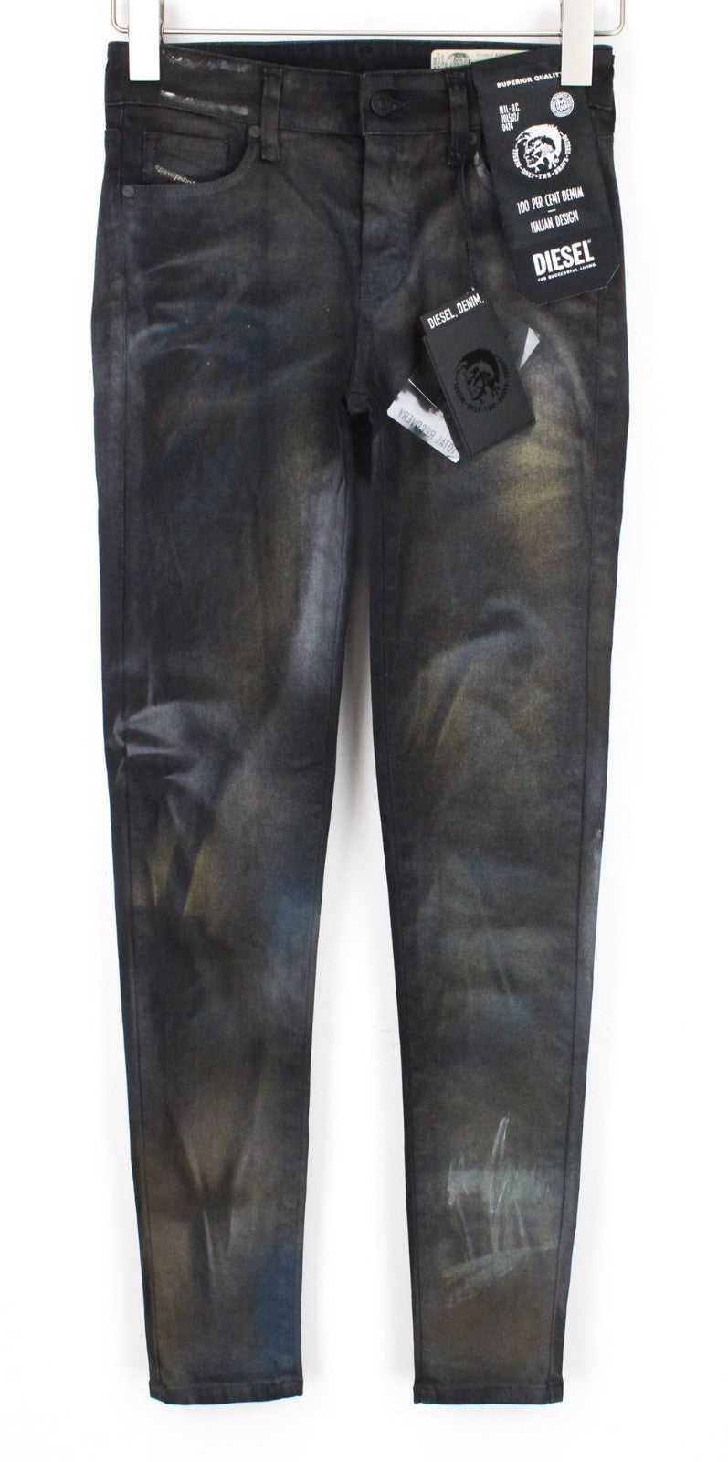 DIESEL Slandy-SP2 069IV Women Jeans W25/L32 Super Slim Skinny Grey Coloured