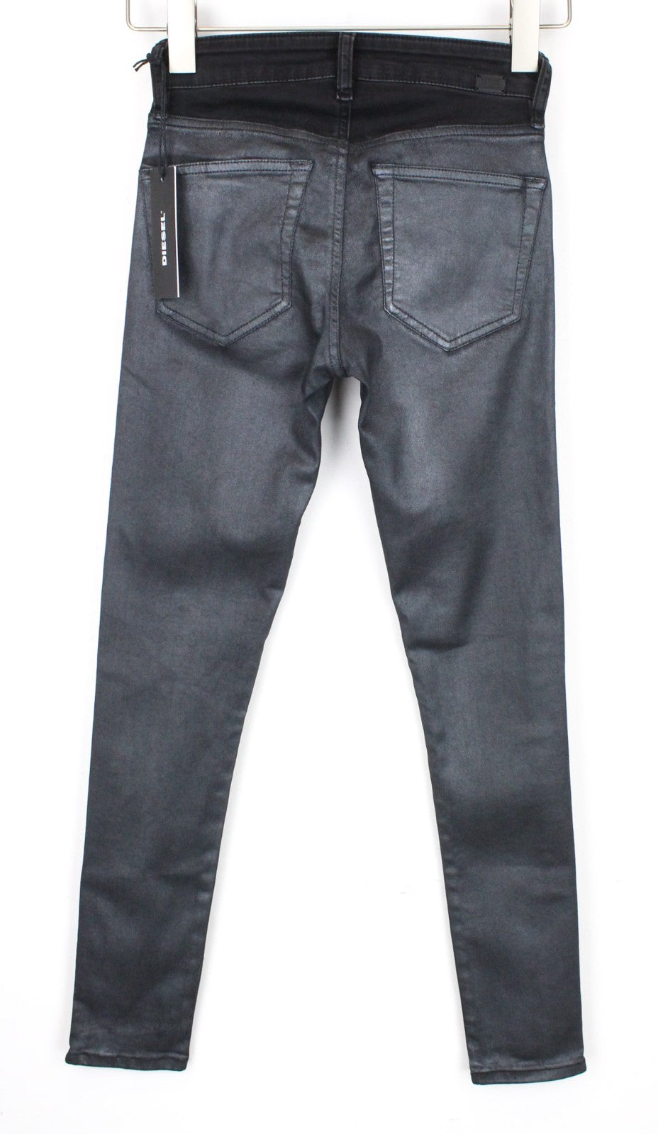 DIESEL Slandy-Zip 069GF Women Jeans W23/L30 Girls Super Skinny Fit Grey Coated