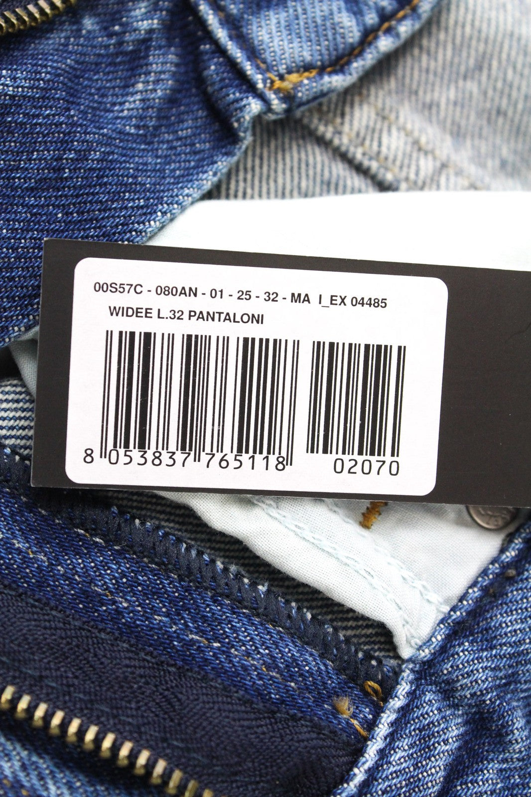 DIESEL Widee 080AN Women Jeans W25/L32 Straight Fit Blue Pure Cotton Denim