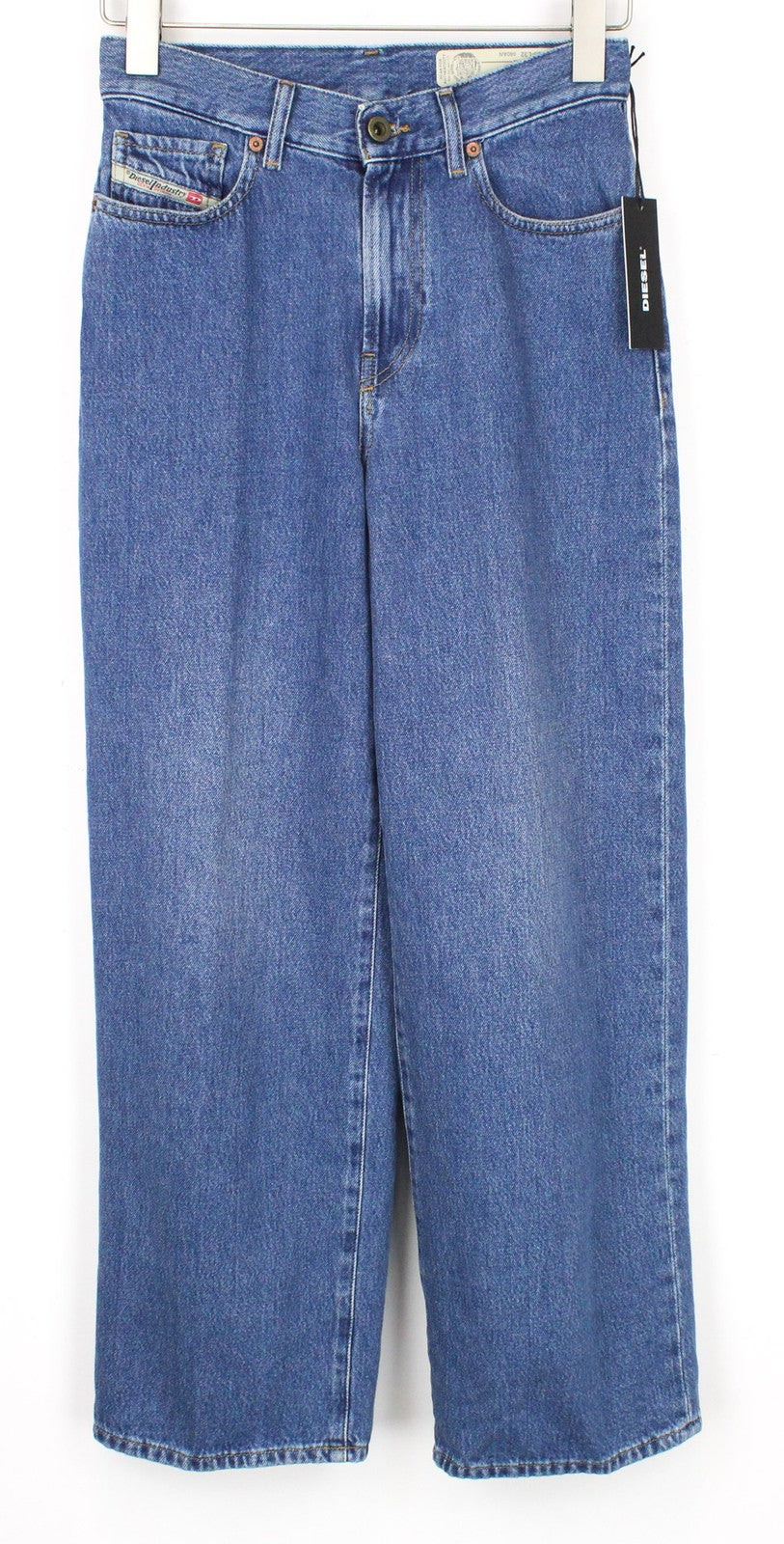 DIESEL Widee 080AN Women Jeans W25/L32 Straight Fit Blue Pure Cotton Denim