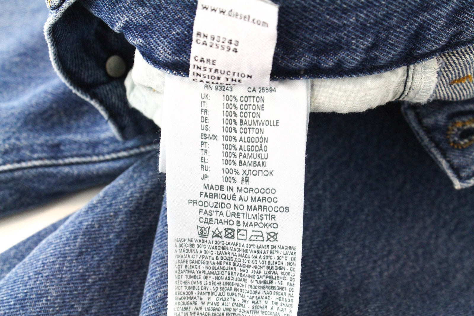 DIESEL Widee 080AN Women Jeans W25/L32 Straight Fit Blue Pure Cotton Denim