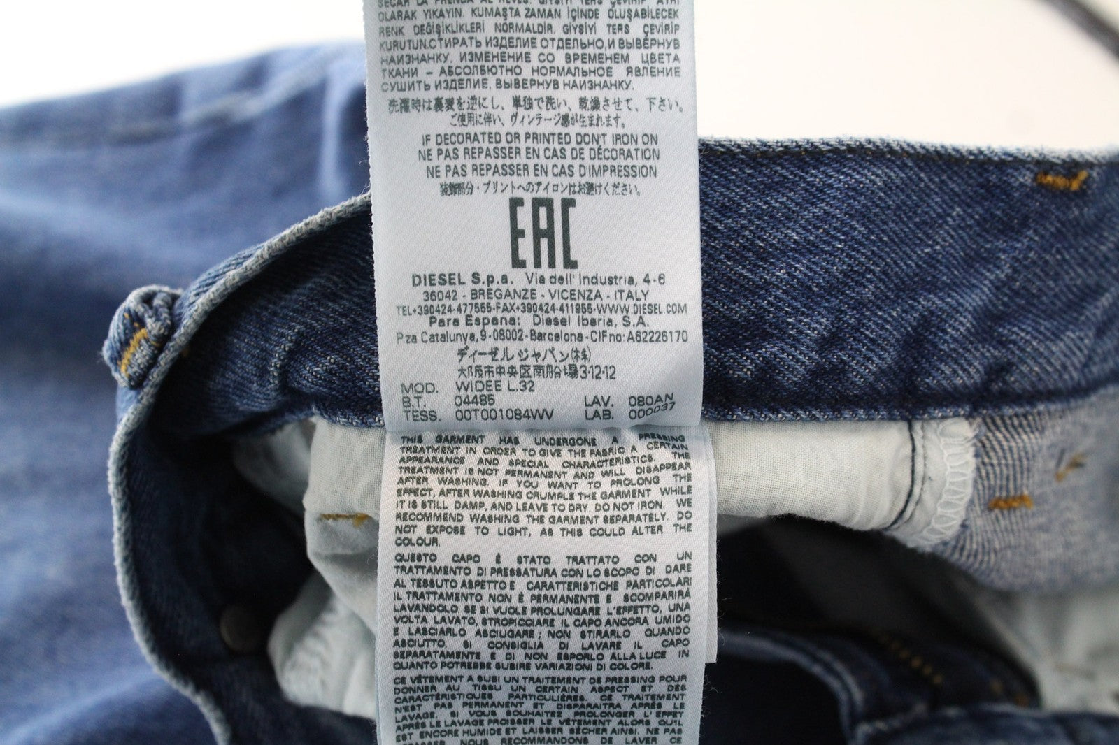 DIESEL Widee 080AN Women Jeans W25/L32 Straight Fit Blue Pure Cotton Denim