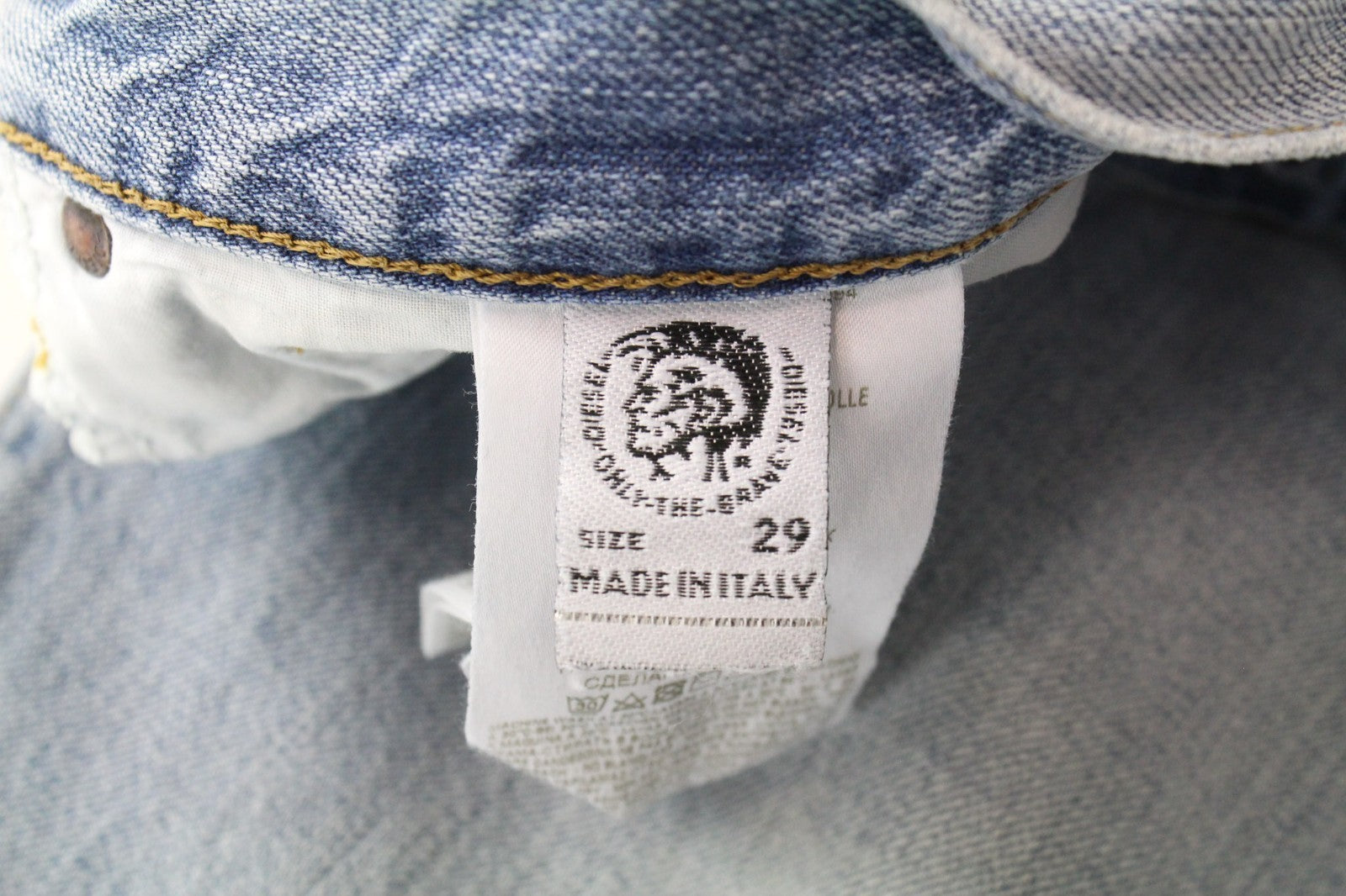 DIESEL Mharky 080AF Men Jeans W29/L30 Slim-Skinny Blue Pure Cotton Ripped