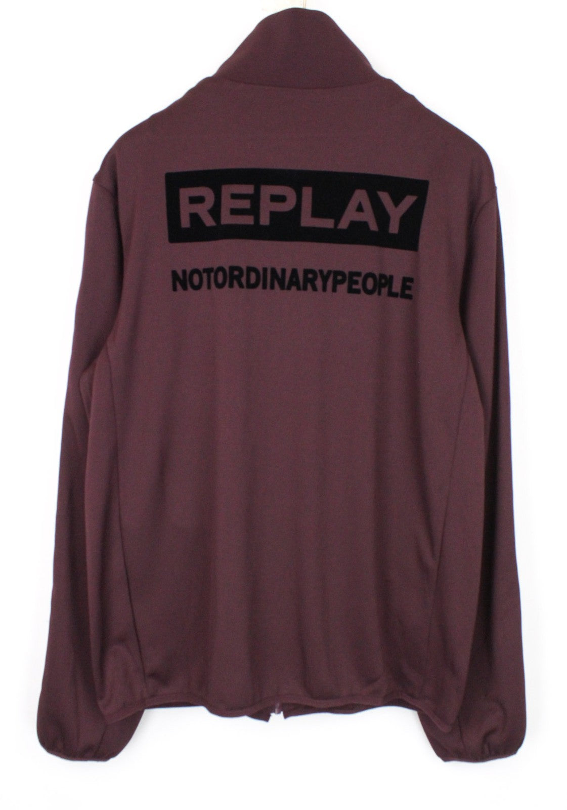 REPLAY Men Sweatshirt 2XL Dark Red Long Sleeved Casual Pocketed Zip-Up