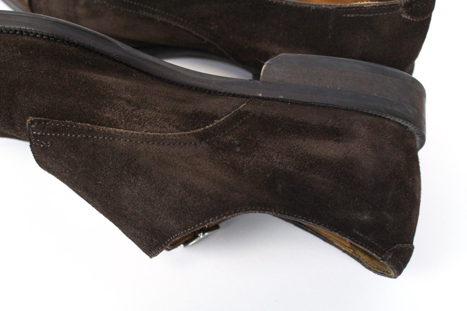 SUITSUPPLY Men Formal Shoes EU41 Brown Leather Suede Double Buckle Low-Top