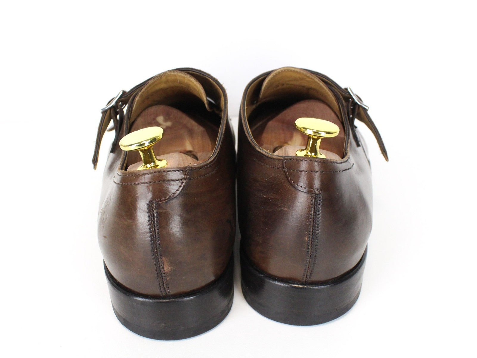 SUITSUPPLY Men Formal Shoes EU43.5 Brown Genuine Leather Double Buckle Low-Top
