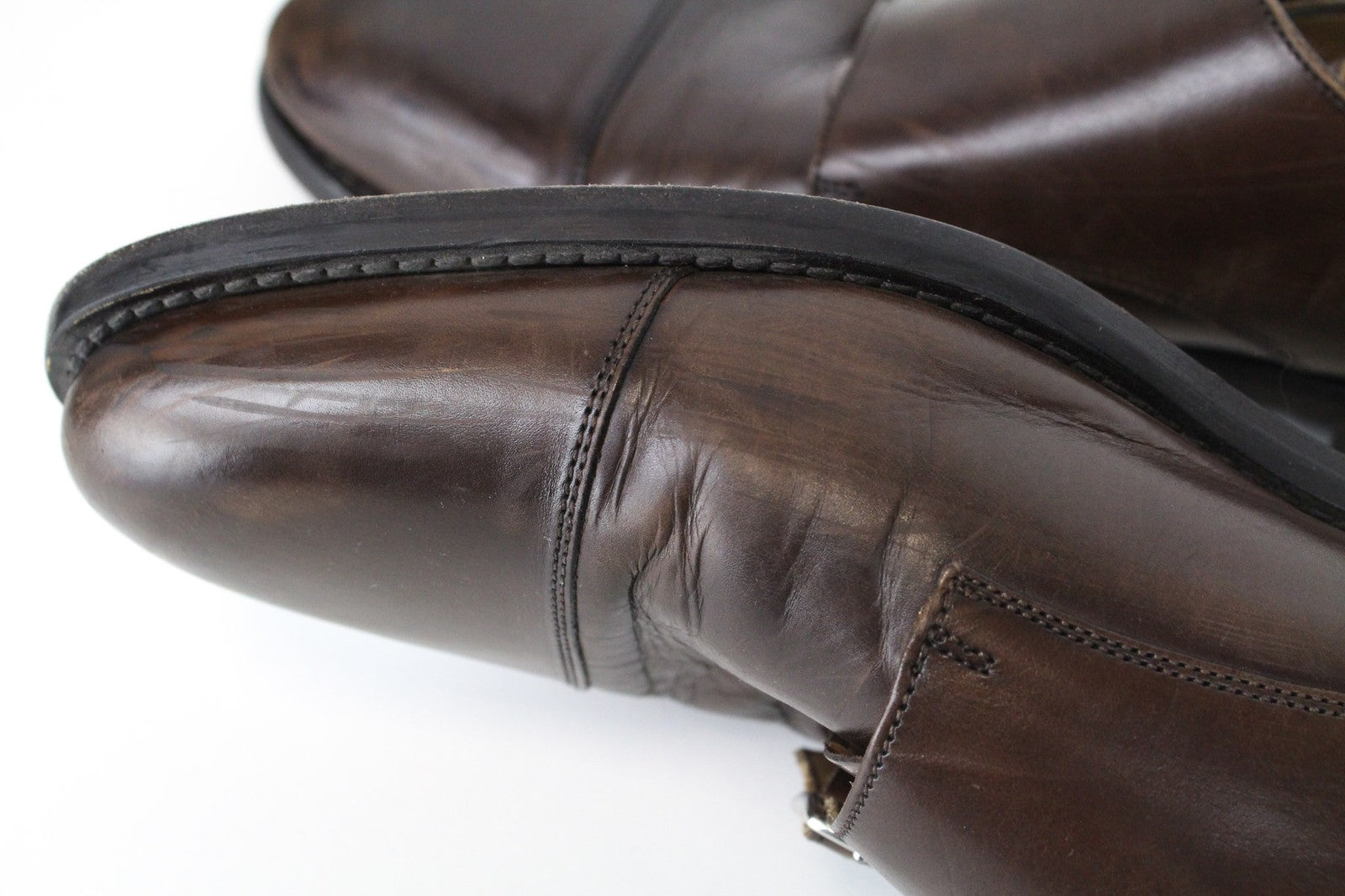 SUITSUPPLY Men Formal Shoes EU43.5 Brown Genuine Leather Double Buckle Low-Top