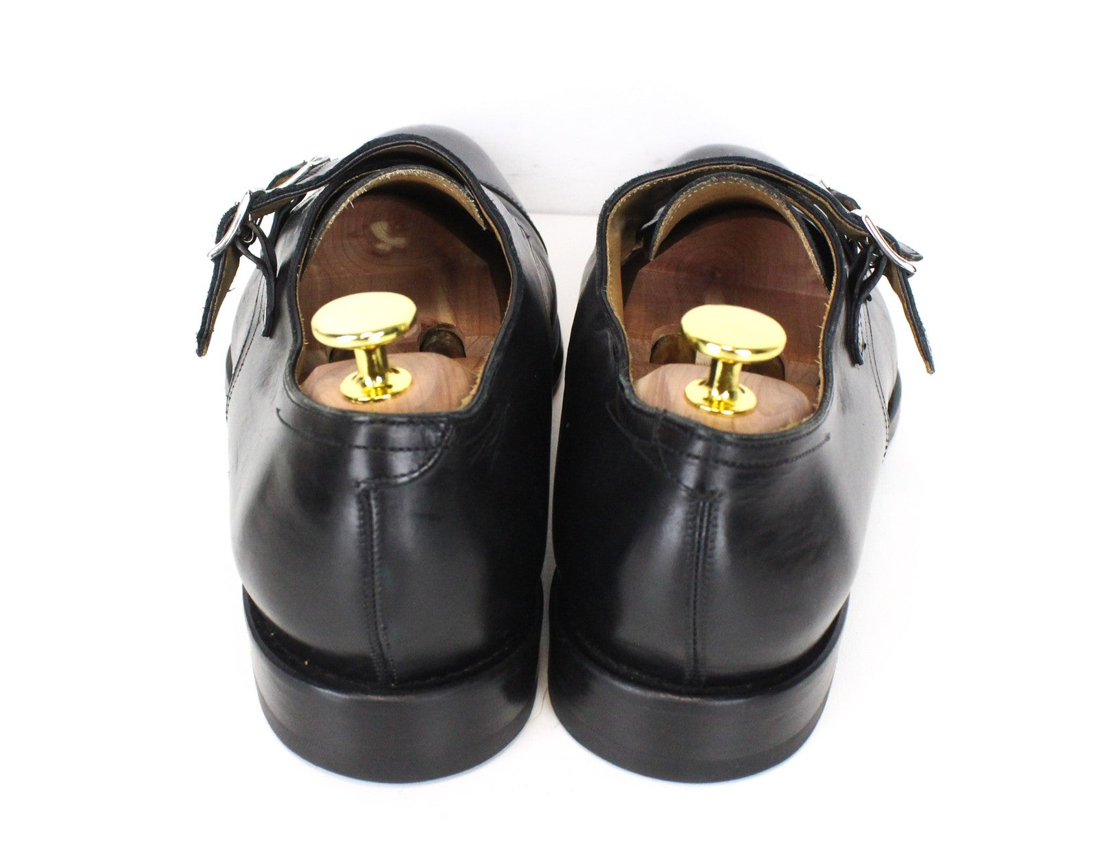 SUITSUPPLY Men Formal Shoes EU41 Black Genuine Leather Double Buckle Low-Top