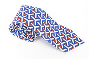 SUITSUPPLY Men Tie 148 x 8 cm Blue Graphic Formal Linen Cotton Pointed-End