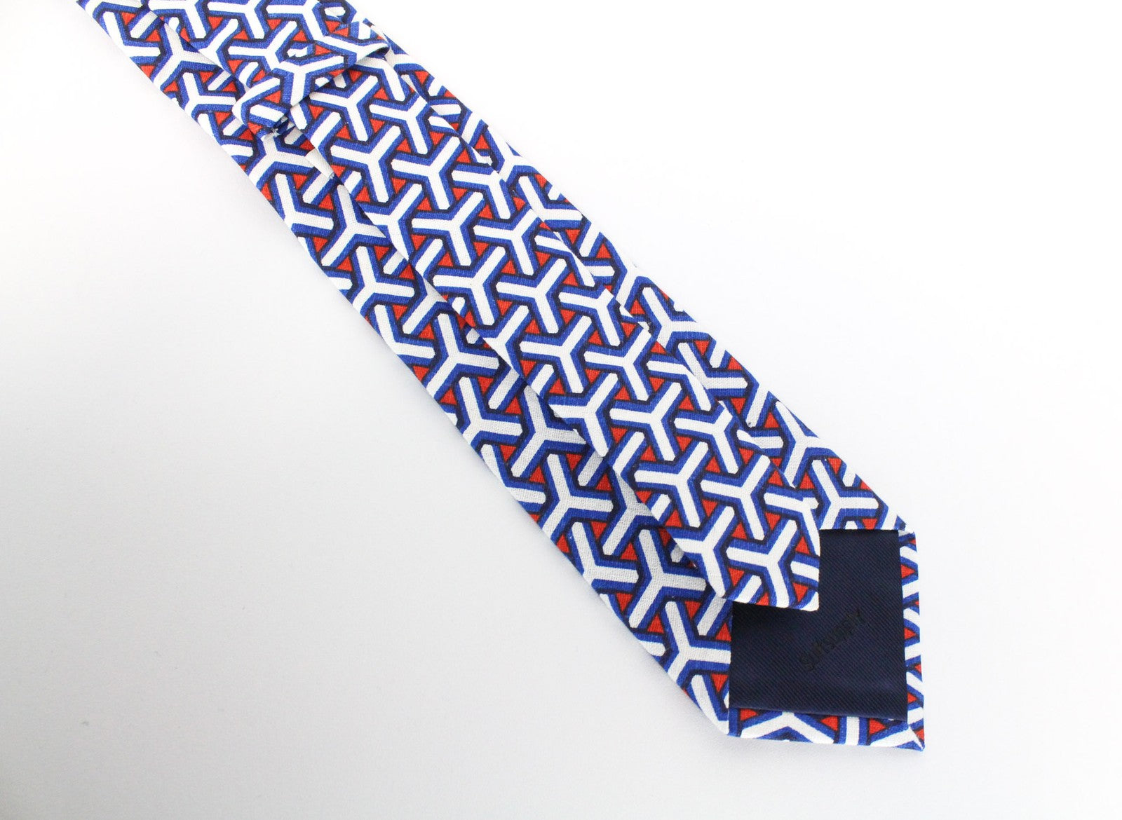 SUITSUPPLY Men Tie 148 x 8 cm Blue Graphic Formal Linen Cotton Pointed-End