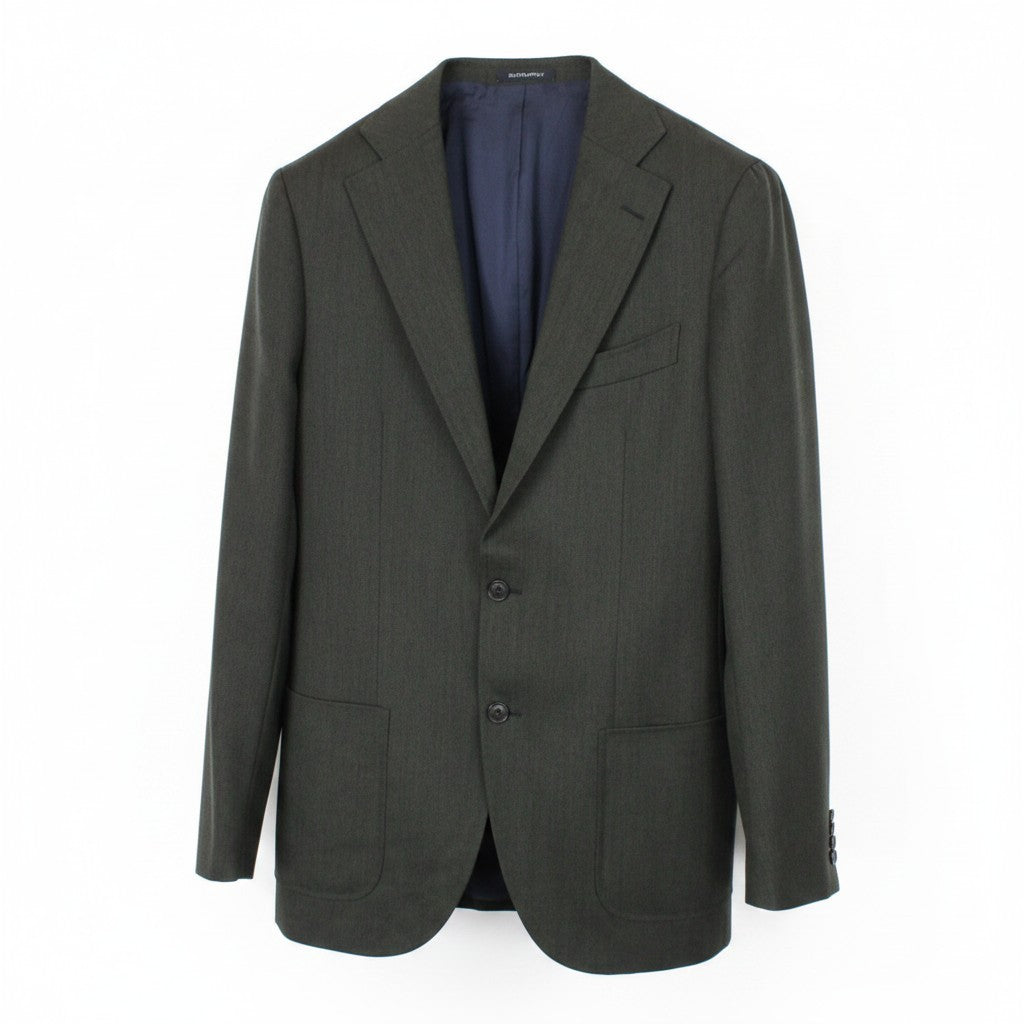 SUITSUPPLY La Spalla Men Blazer UK38L Green Birdseye Check Slim Pure Wool