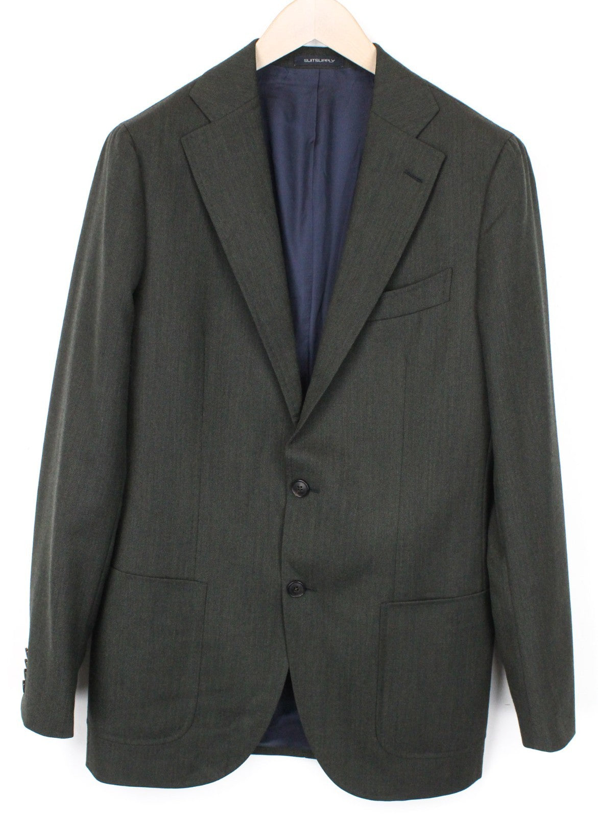 SUITSUPPLY La Spalla Men Blazer UK38L Green Birdseye Check Slim Pure Wool