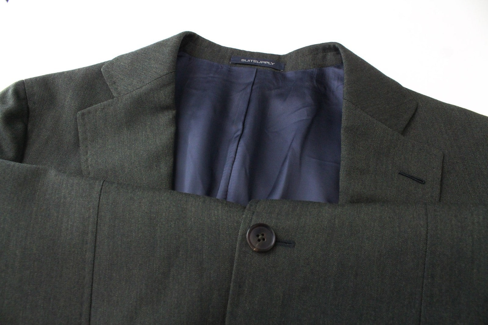 SUITSUPPLY La Spalla Men Blazer UK38L Green Birdseye Check Slim Pure Wool