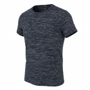 SCOTCH & SODA Men T-Shirt S Navy Melange Crew Neck Long Fitted Cotton Blend