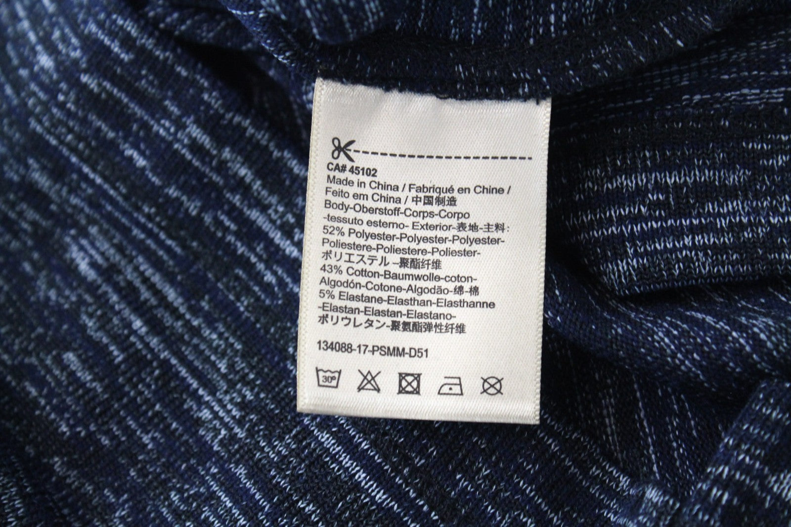 SCOTCH & SODA Men T-Shirt S Navy Melange Crew Neck Long Fitted Cotton Blend