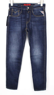 REPLAY Anbass Men Jeans W27/L30 Dark Blue Non-Stretch Slim Fit Zip-Fly Classic