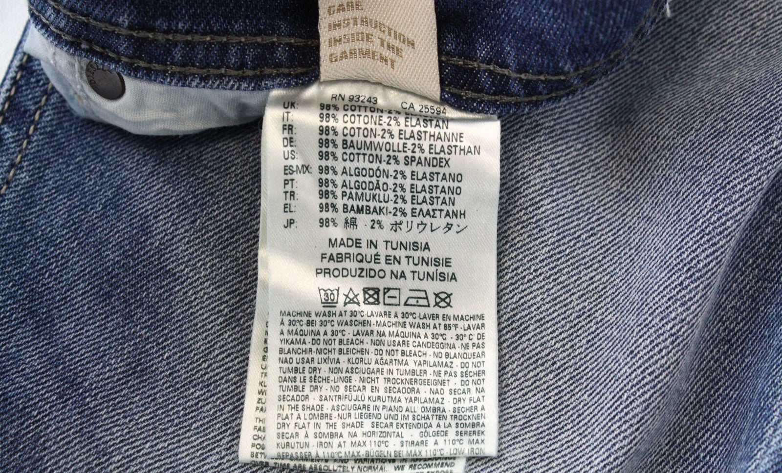 DIESEL Tepphar 0842H Men Jeans W27/L30 Light Blue Stretch Slim Carrot Button