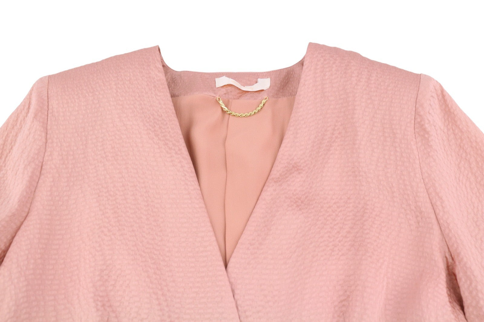 MAX MARA Bridal Occhi Women Blouse EU44 Pink Silk Wrap Belted Texture