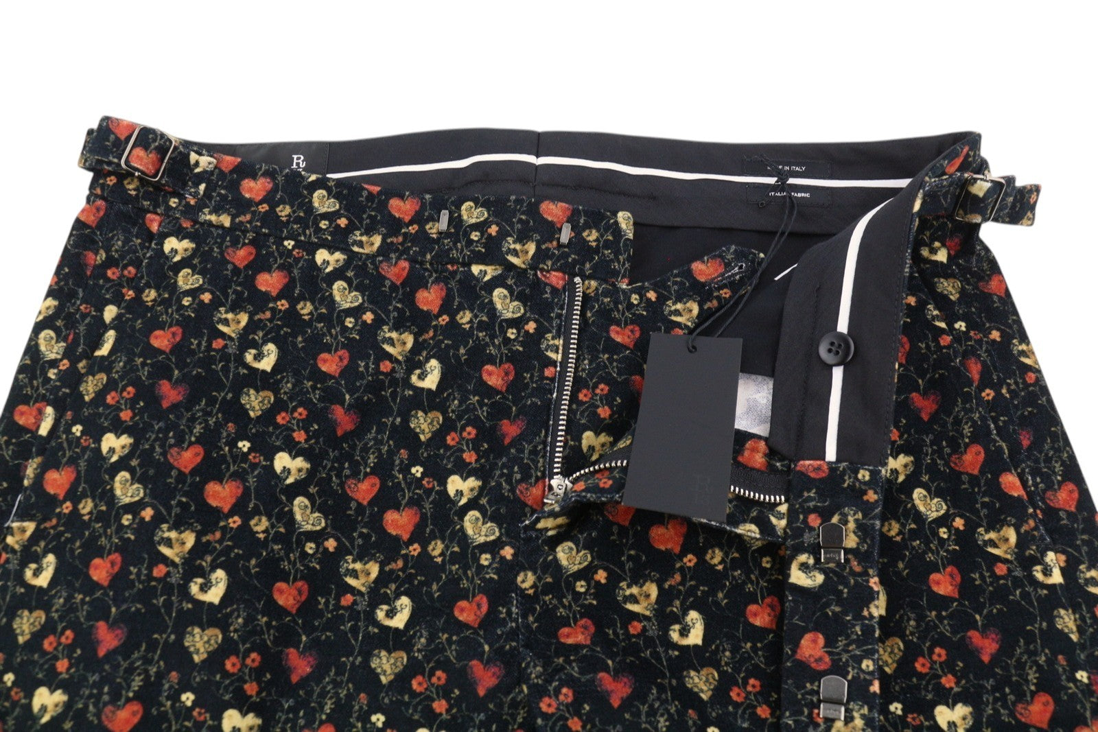 R13 Boy Flare Tuxedo Women Trousers 30 Black Hearts Soft Multicolor PS26