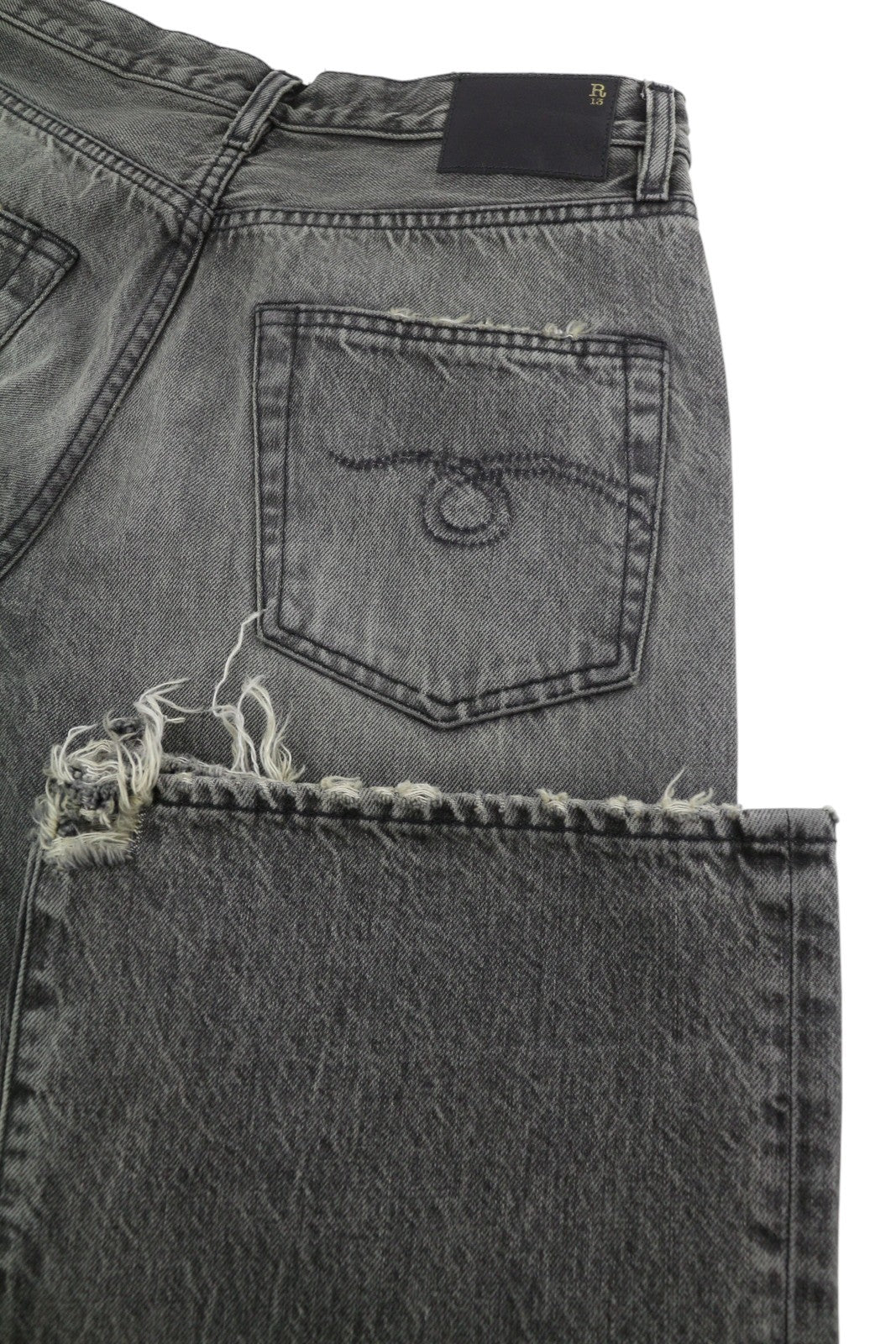 R13 D'Arcy Loose Women Jeans 25 Leyton Black Washed Distressed PF26