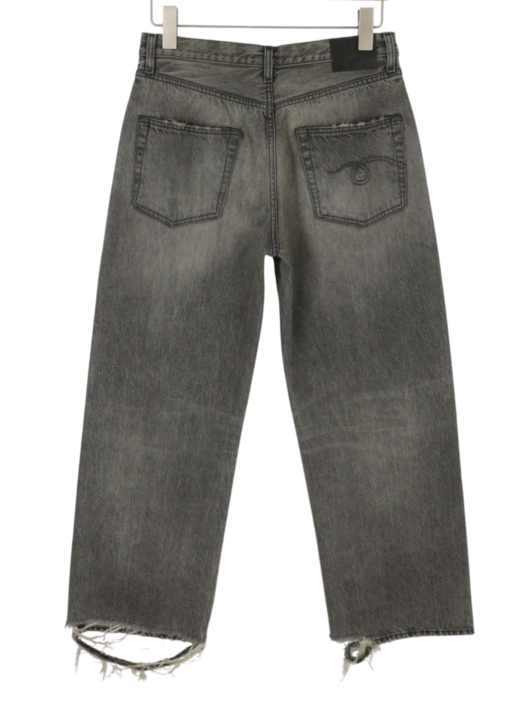 R13 D'Arcy Loose Women Jeans 27 Leyton Black Fade Whisker Rip PF26