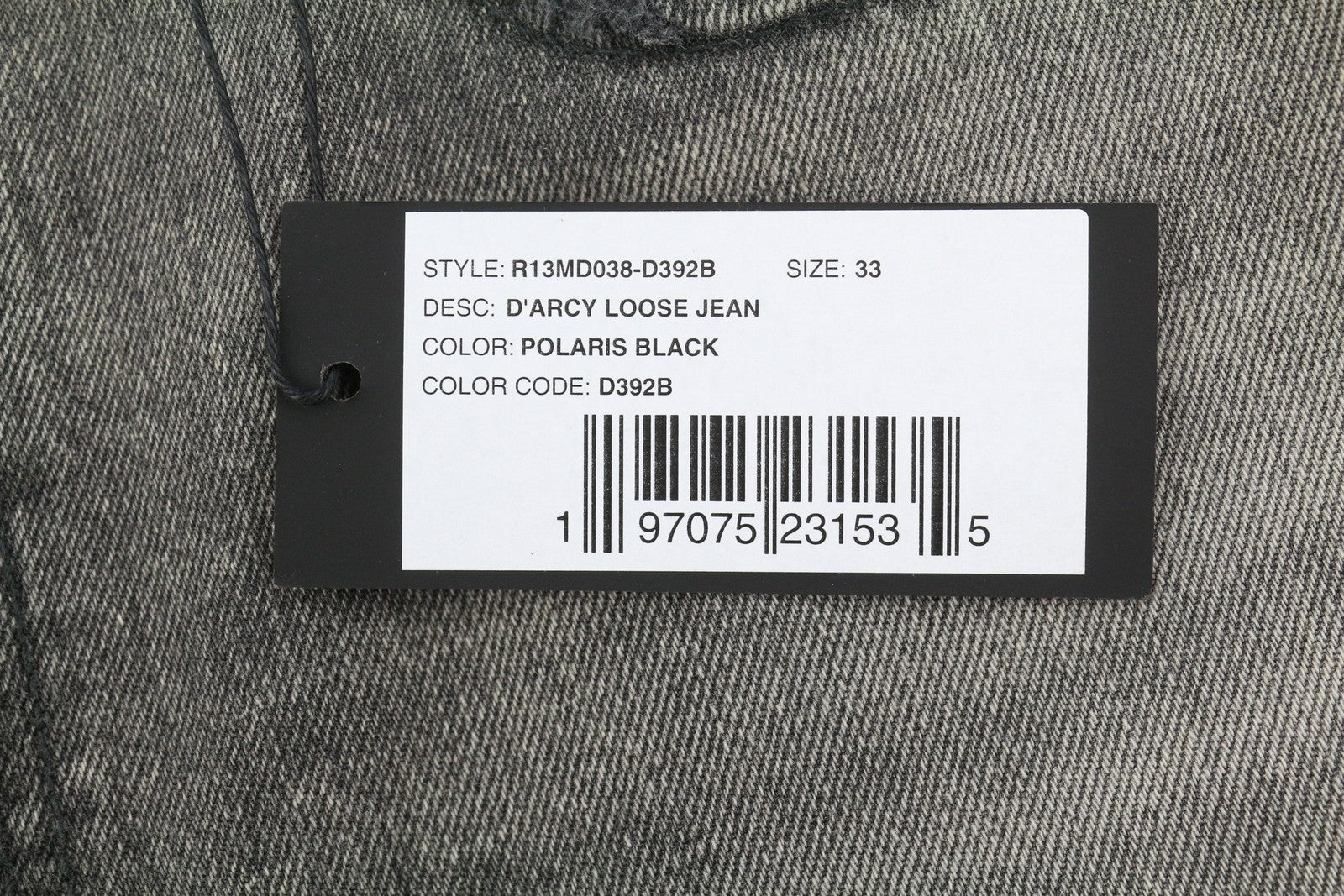 R13 D'Arcy Loose Men Jeans 33 Polaris Black Whisker Distress PS26 RRP895
