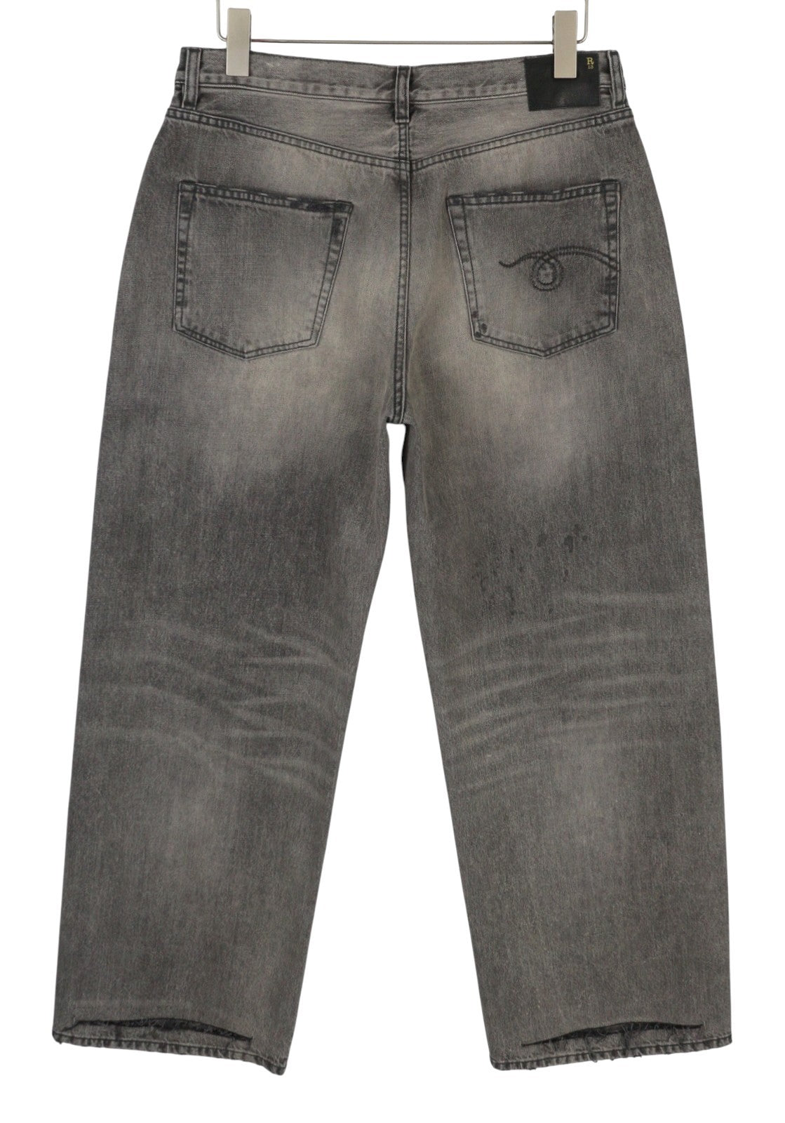 R13 D'Arcy Loose Men Jeans 33 Polaris Black Whisker Distress PS26 RRP895