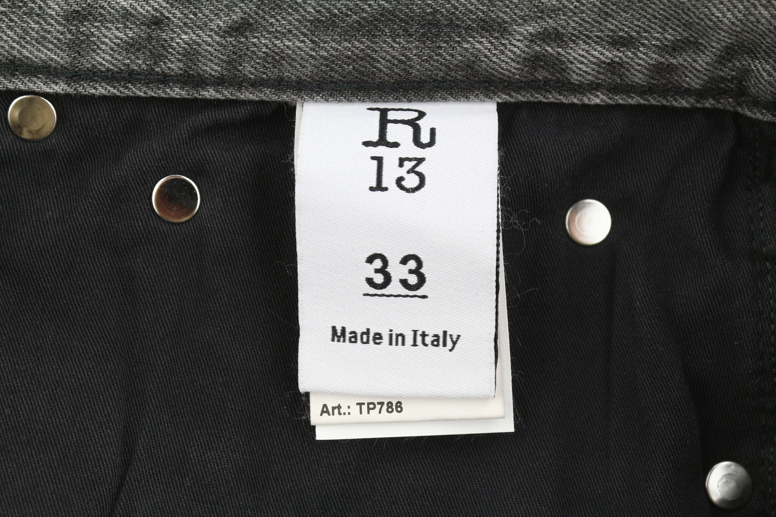 R13 D'Arcy Loose Men Jeans 33 Polaris Black Whisker Distress PS26 RRP895