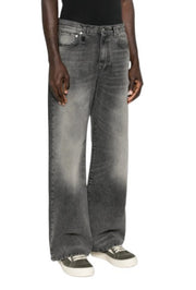R13 D'Arcy Loose Men Jeans 33 Polaris Black Whisker Ripped PS26 RRP895