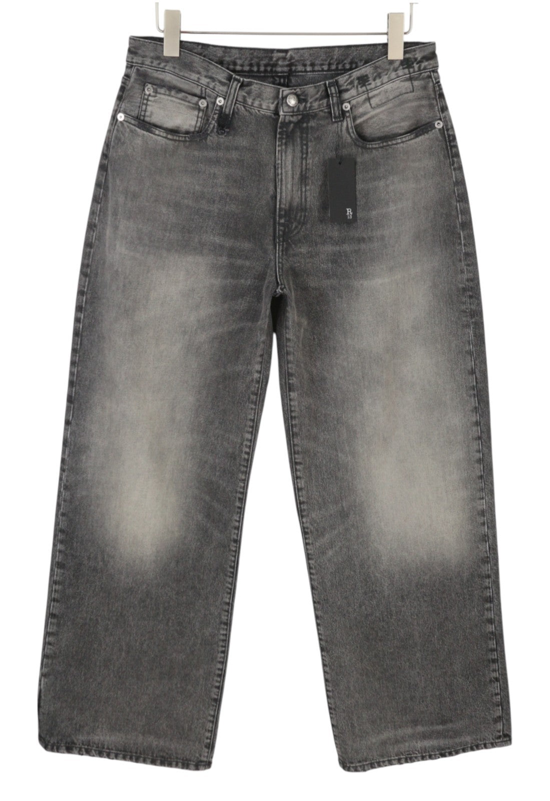 R13 D'Arcy Loose Men Jeans 33 Polaris Black Whisker Ripped PS26 RRP895