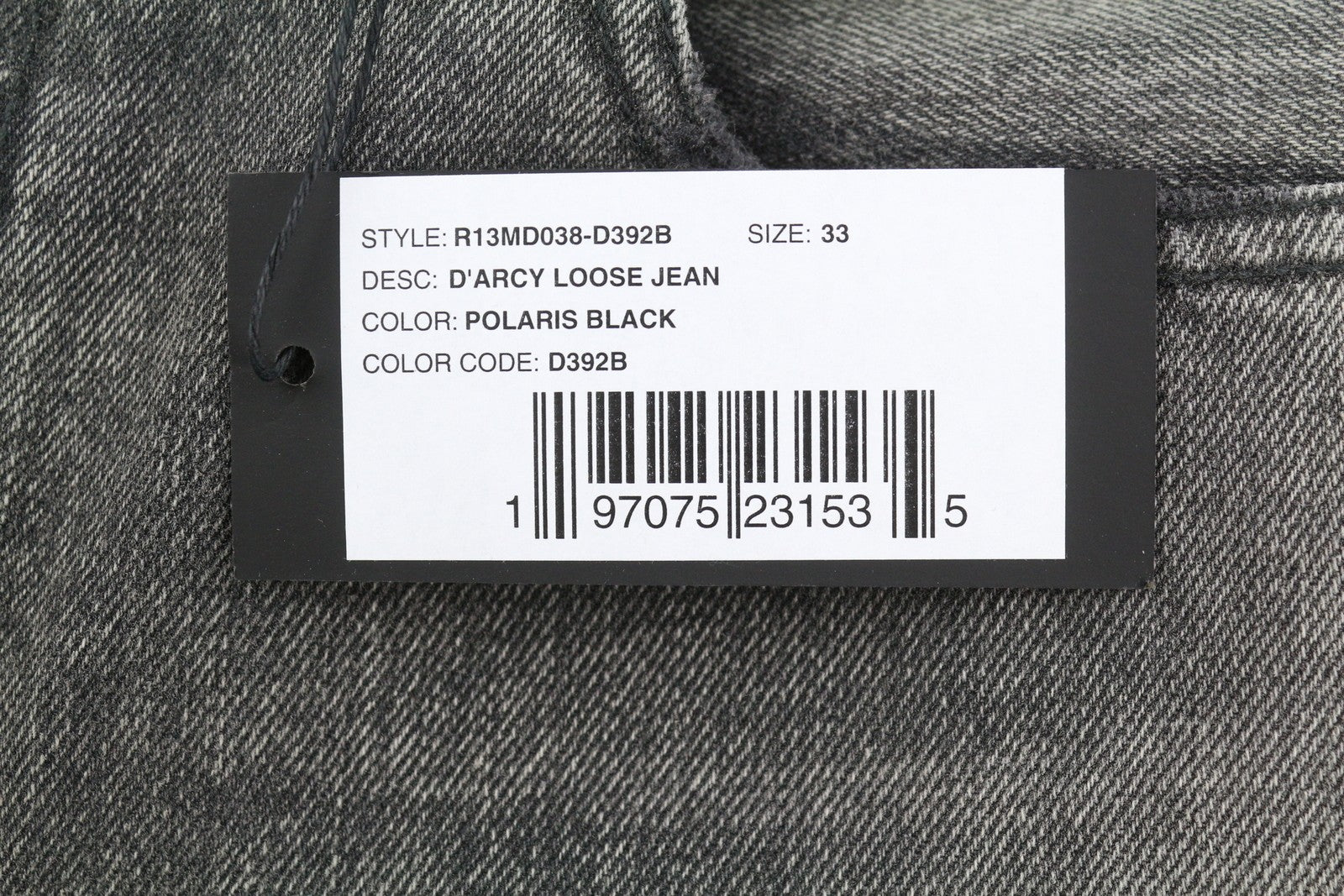 R13 D'Arcy Loose Men Jeans 33 Polaris Black Whisker Ripped PS26 RRP895