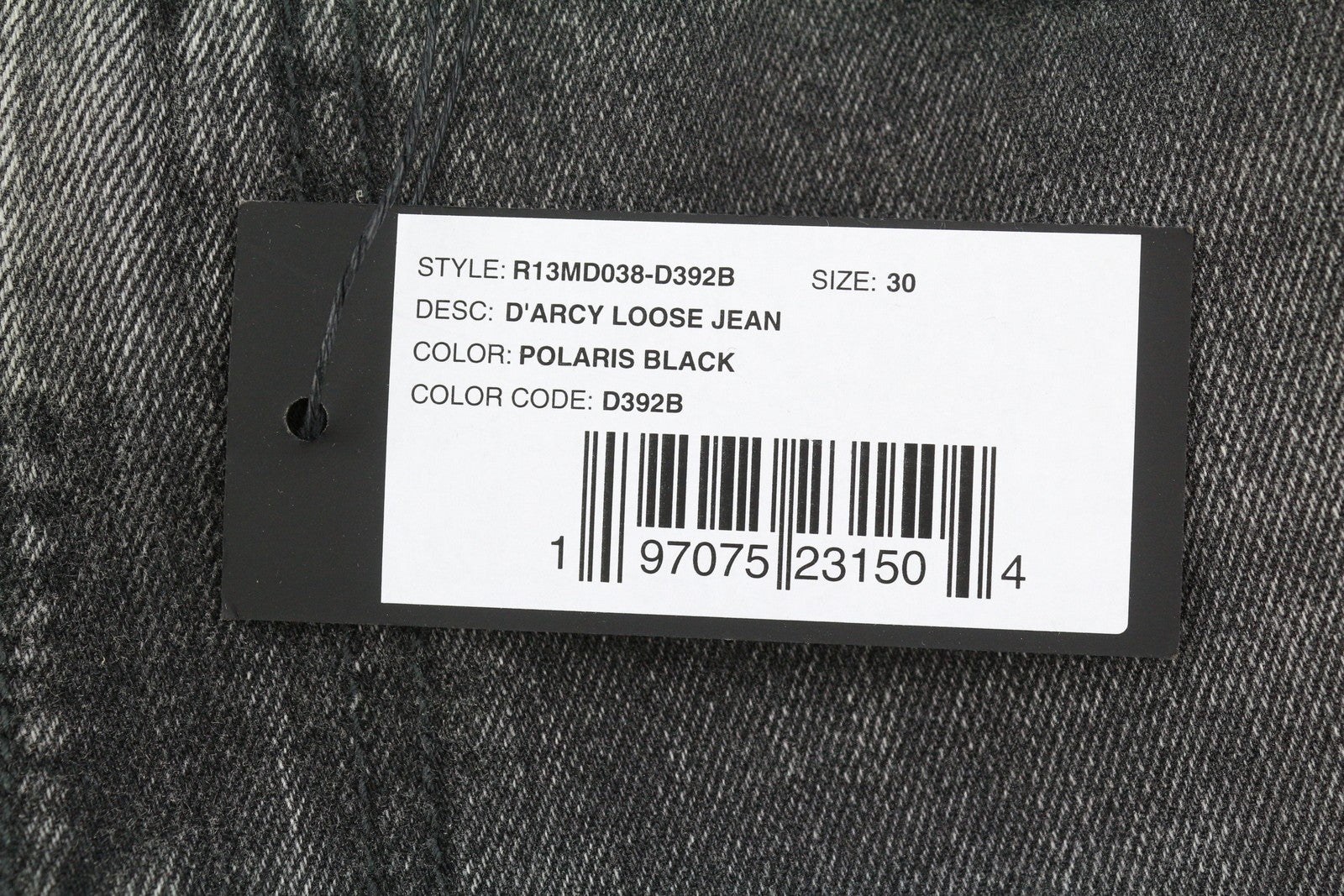 R13 D'Arcy Loose Men Jeans 30 Polaris Black Whisker Fade PS26 RRP895
